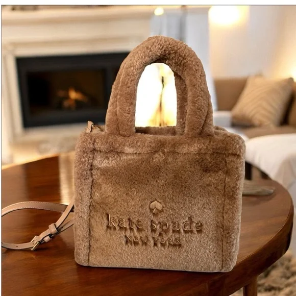 kate spade Ellie Light Fawn Faux Fur Small Tote - Picture 4 of 8